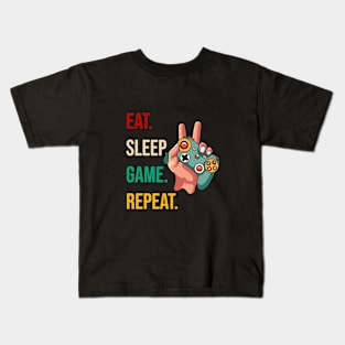 Eat Sleep Game Repeat Kids T-Shirt